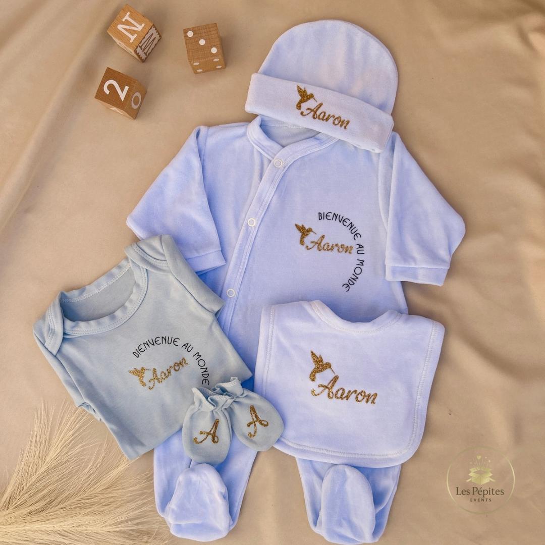 Ensemble naissance personnalisé 5 pcs ( bleu )
