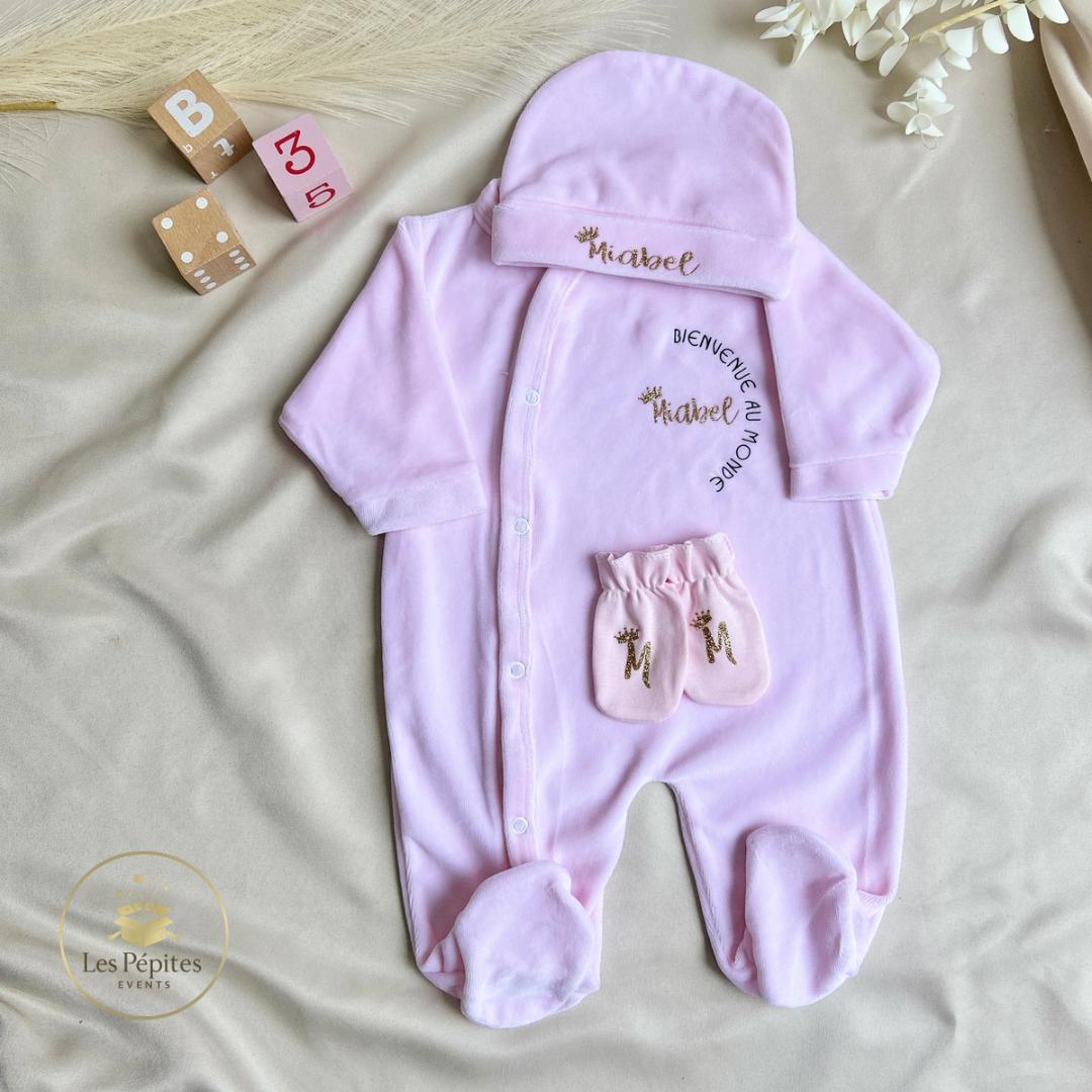 Ensemble naissance 3 pcs ( rose )
